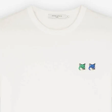Double Monochrome Fox Head Patch Classic Tee-shirt white