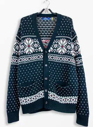Polo Ralph Lauren Men’s Fair Isle Cardigan Navy - Size L