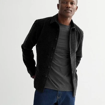 Men's Apt. 9 Long Sleeve Corduroy Shirt, Size: XXL, Black