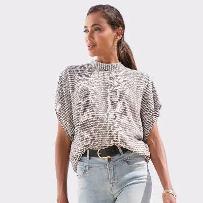 Lascana Women's High Neck Abstract Blouse