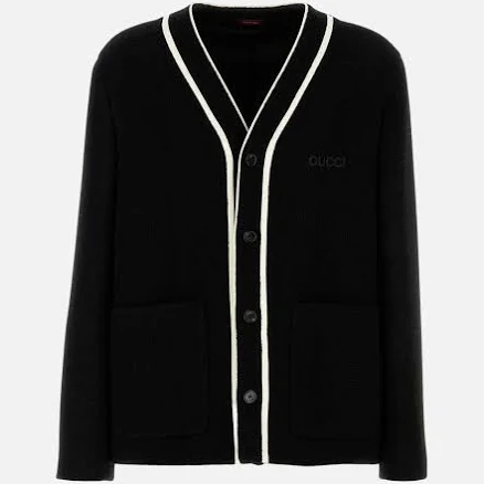 Gucci Men's Wool Blend Logo Patch V-Neck Cardigans - IT 48