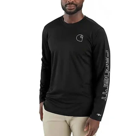 Carhartt Men's Force Sun Defender Lightweight Logo Graphic Long-Sleeve T-Shirt