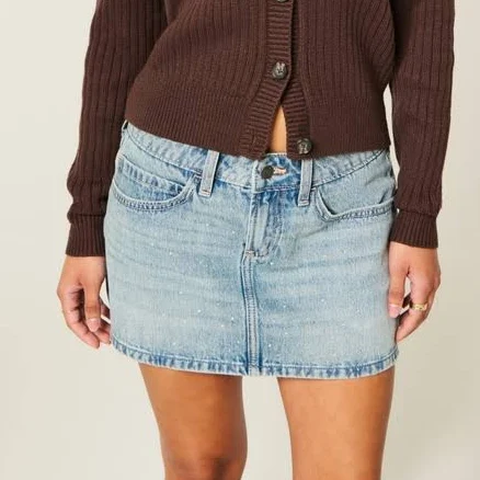 Hollister Women's Low-Rise Studded Denim Mini Skort