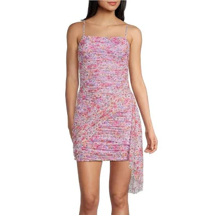 Jump Sleeveless Floral Printed Mesh Homecoming Dress