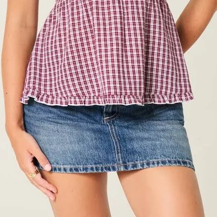Hollister Women's Low-Rise Studded Denim Mini Skort