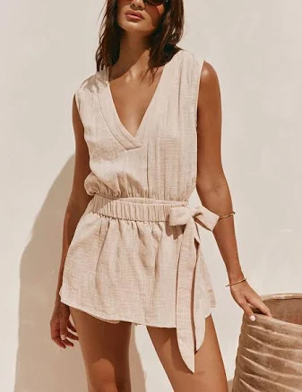 SABO V Neckline Wrap Playsuit