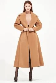 Cashmere Blend Belted Flare Coat