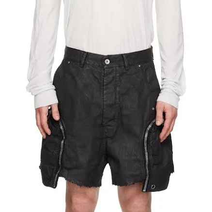 Rick Owens DRKSHDW Men's Bauhaus Frayed Denim Shorts