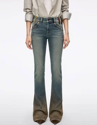 Belt Loop Slim-fit Flared Jeans