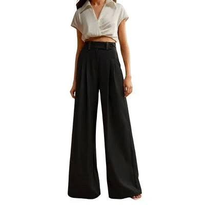 Women's Wide Leg Button Closure Trousers
