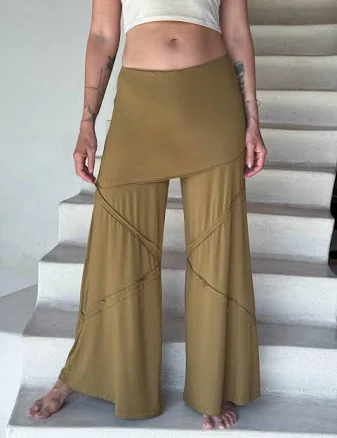 Wide Leg Panel Panels Women's Skirt-Over Flare Pants