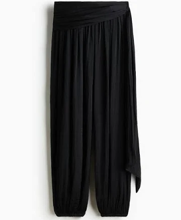 H&M Women's Draped-Panel Balloon Wide-Leg Pants