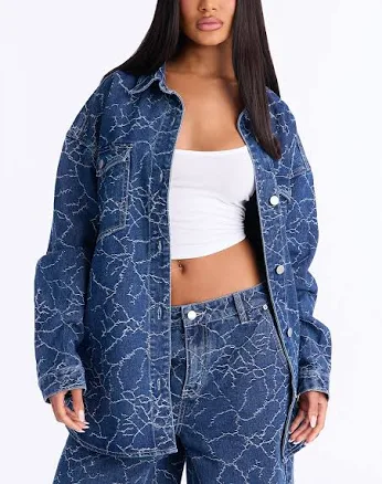Fashion Nova Women's Live Wire Oversized Denim Shacket