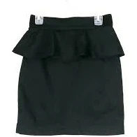H&M Black High Waisted Peplum Mini Skirt Size 0