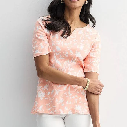 Croft & Barrow Women's Elbow-Sleeve Splitneck Top