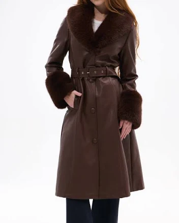 AZALEA WANG Kaya Faux Leather & Faux Fur Coat