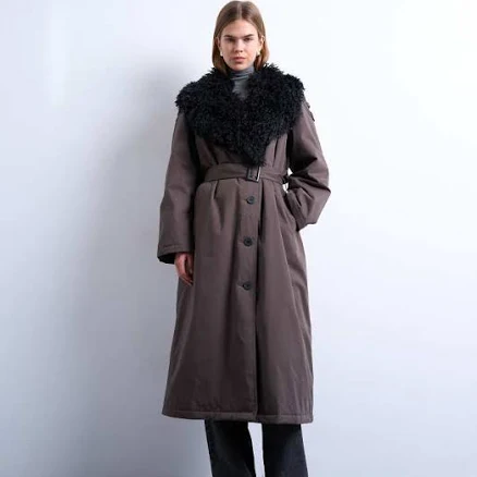 Topshop Faux Fur Trench Coat