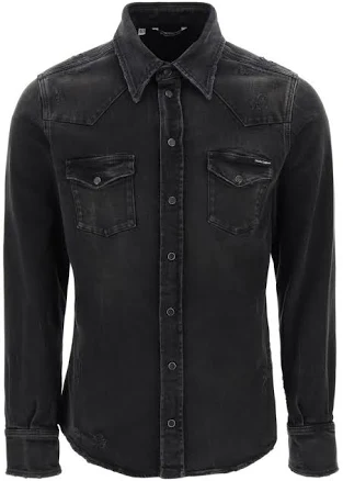 Dolce & Gabbana Men's Distressed-effect Denim Shirt