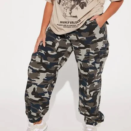 Fashion Nova Women's Cadet Kim Oversized Camo Pants