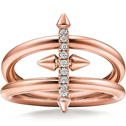 Tiffany Titan Two-row Diamond Ring in Yellow Gold