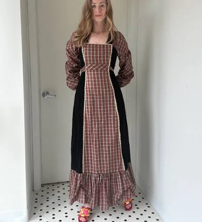 Jody T 1970's Plaid Prairie Dress