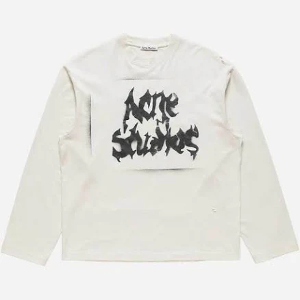 Acne Studios Gothic Logo Long Sleeve Tee Dusty White