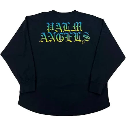 Palm Angels Black Cotton Gothic Logo Long Sleeve T-Shirt Size L
