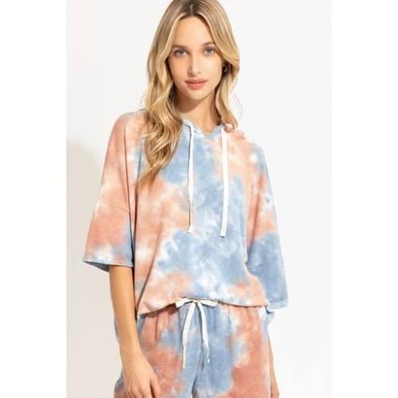 EVAVON Women's Knit Tie Dye Hoodie