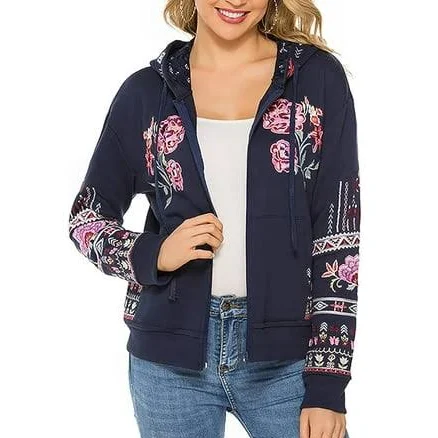Floral Boho Embroidered Sweatshirt