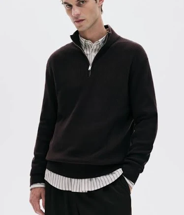H&M Men's Regular Fit Half-Zip Sweater