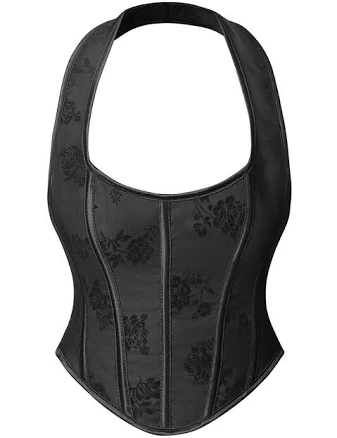 Vintage Lace Up Backless Halter Corset Top Bustier Bodyshaper