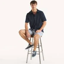 classic fit button-front terry polo
