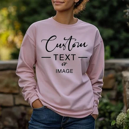 Personalized Long Sleeve T-shirt with Custom Text and Logo