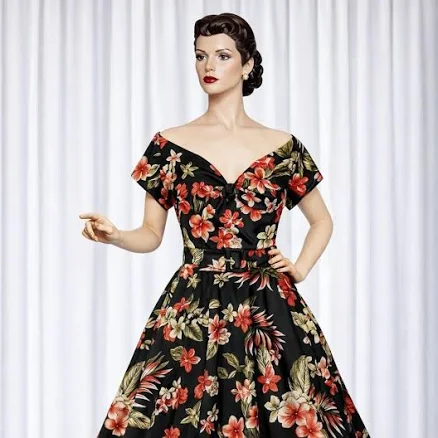 Vintage Inspired 1950s Circle Skirt Cotton Dress