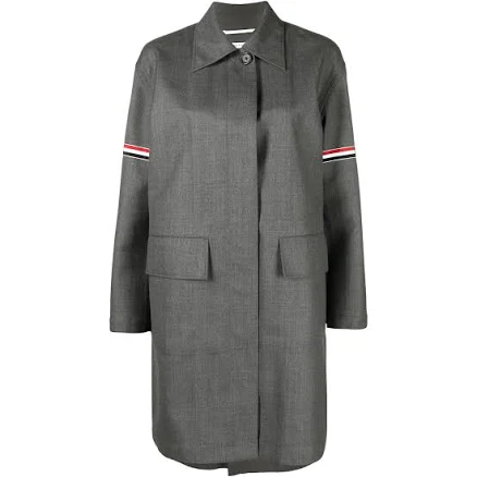 Thom Browne Women's Tricolor Armband Water Resistant Wool Blend Twill Coat