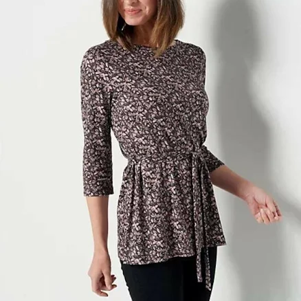 Isaac Mizrahi Live Printed Top Shirt With Dolman Sleeves Women's Xs
