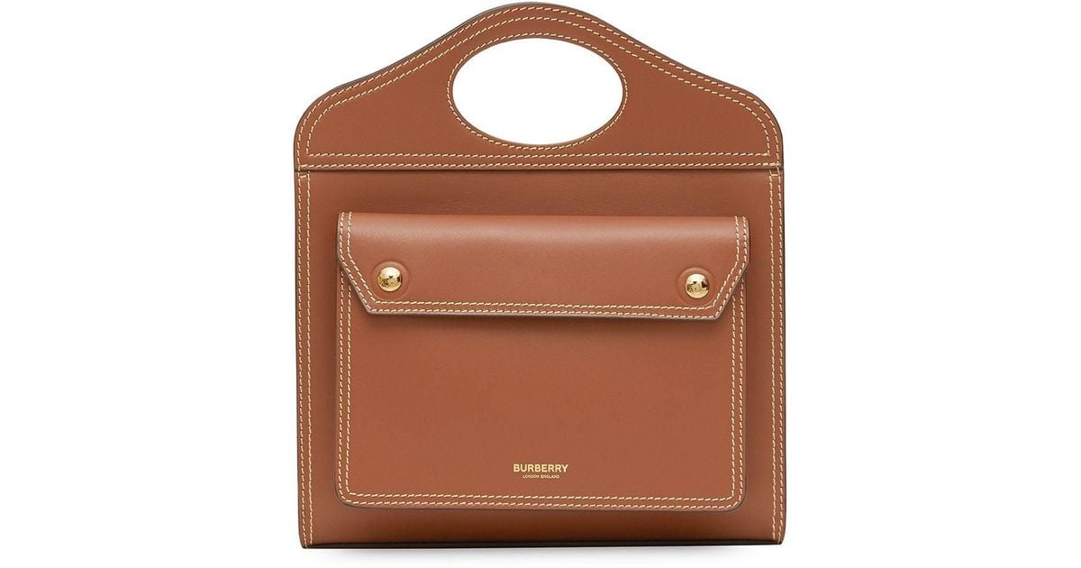 Mini Topstitch Detail Leather Pocket Bag