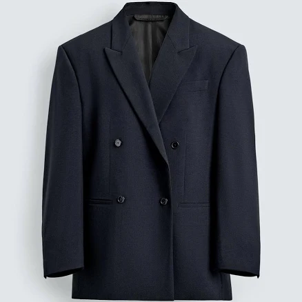 Zara Men's Wool Blend Double Breasted Blazer