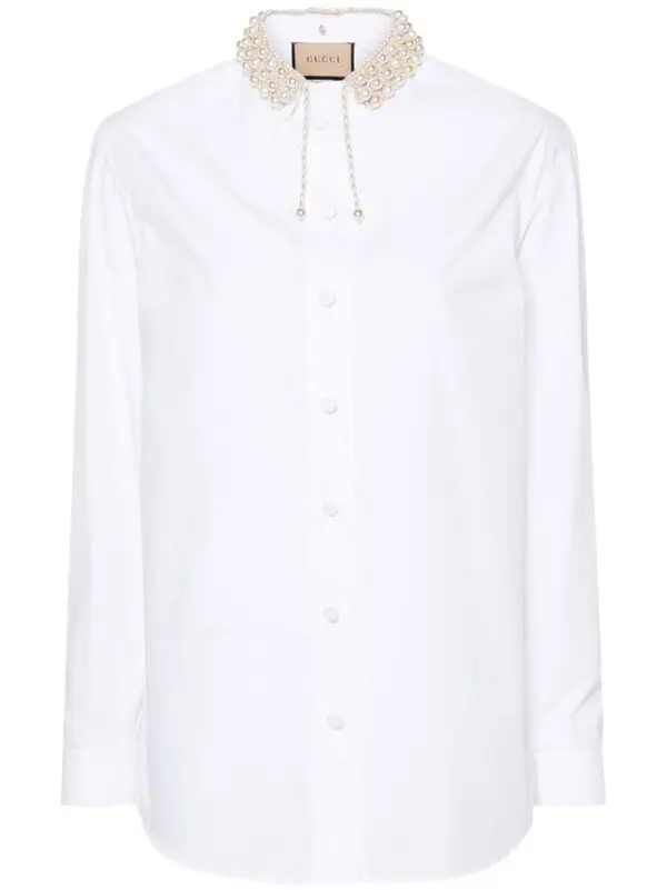 Pearl-embellished Cotton Shirt