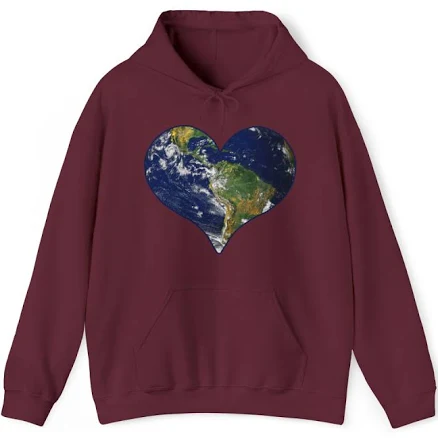 Heart Earth Love Graphic Hoodie, Sizes S-5xl