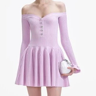 Self-portrait Ribbed Knit Mini Dress
