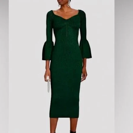 Self Portrait Women's Ribbed Knit Cut-Out Midi Dress