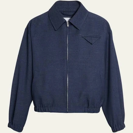 Bottega Veneta Men's Wool Triangle-Pocket Full-Zip Blouson