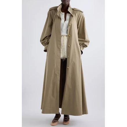 Chloé High-Neck long Trench Coat in cotton Gabardine