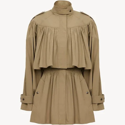 Chloé High-neck short trench coat in cotton poplin