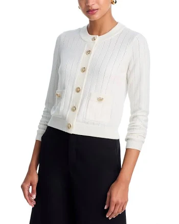 AQUA Women's Long Sleeve Gold-Button Cardigan