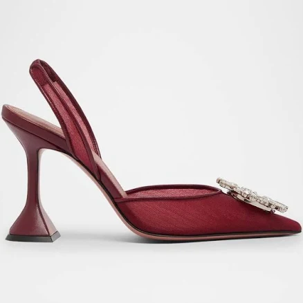 Amina Muaddi Women's Begum Mesh Crystal Slingback Pumps