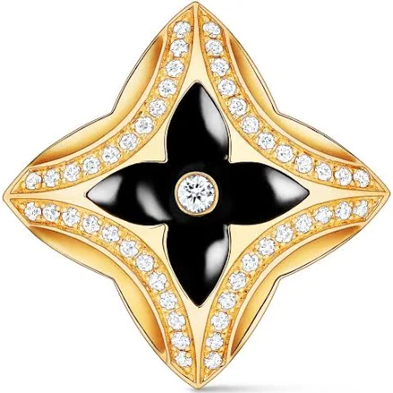 Louis Vuitton Ever Blossom Gold Ring with Yellow and Onyx and Diamonds