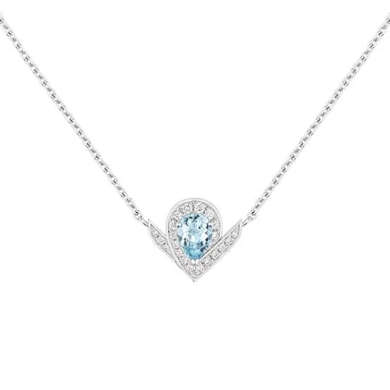 Chaumet White Gold, Diamond And Aquamarine Joséphine Aigrette Pendant Necklace - Silver - One Size
