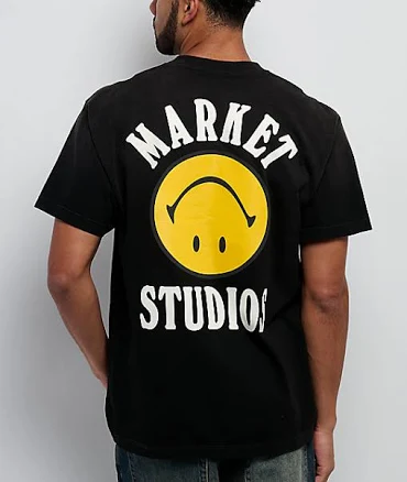 Market Men's Smiley Lockup T-Shirt Jet Set Black T-shirts